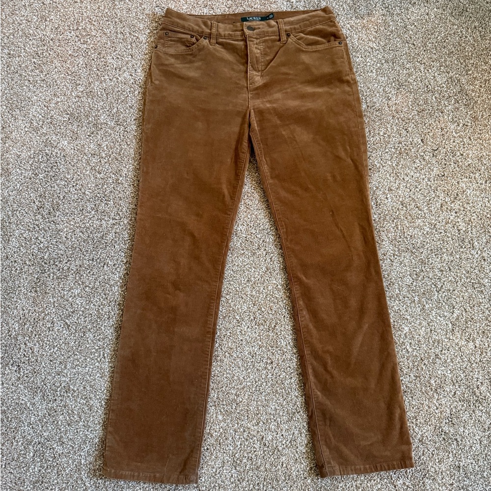 Lauren Ralph Lauren Women’s Brown Corduroy Casual Straight Leg Pants Size 10 M